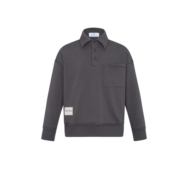 polo l/s contrast collar sweatshirt - grey