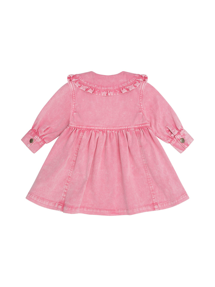 dress washed with cherry on collar - bubblegum