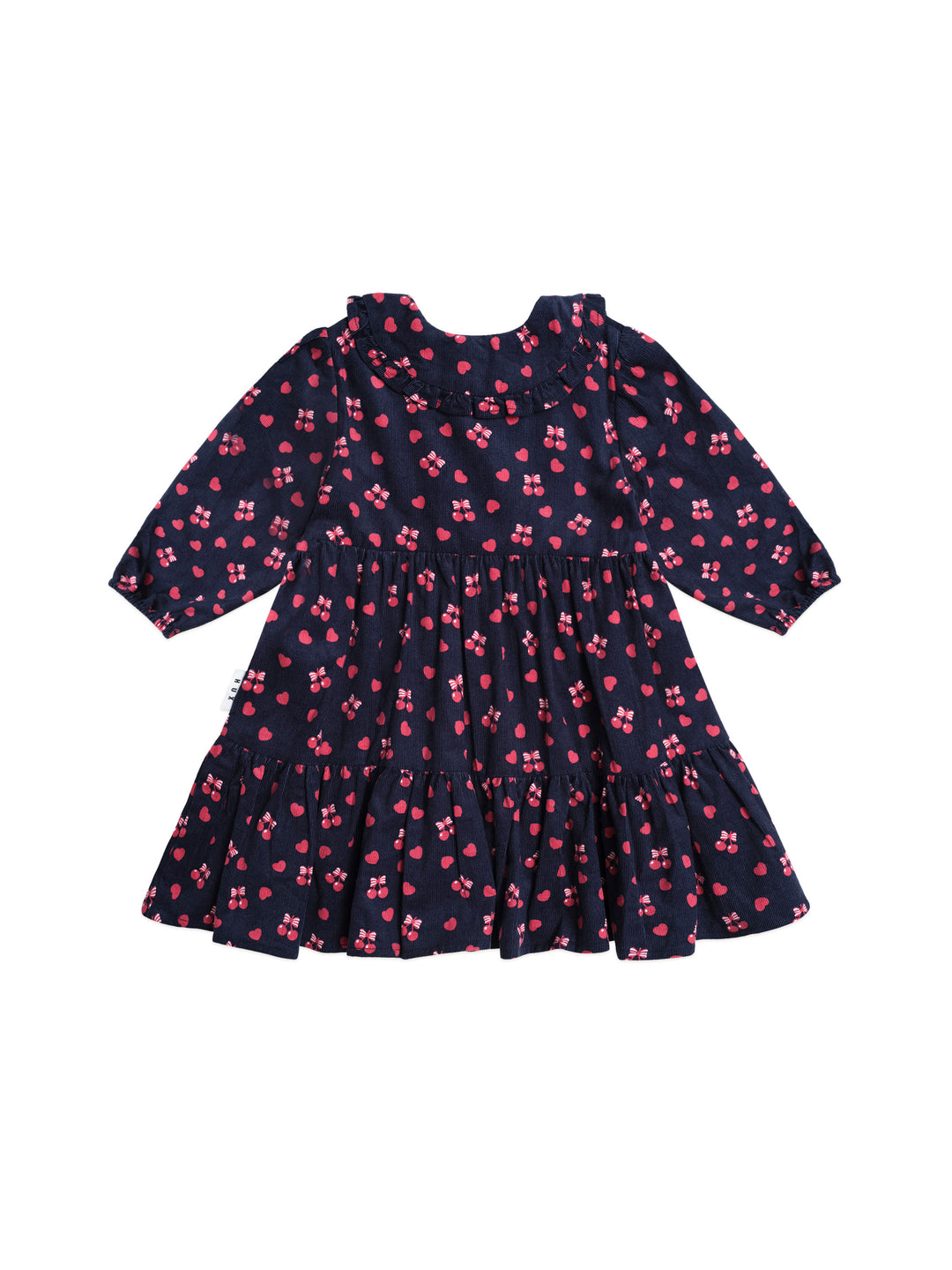 dress cherry pie corduroy tiered with collar - indigo