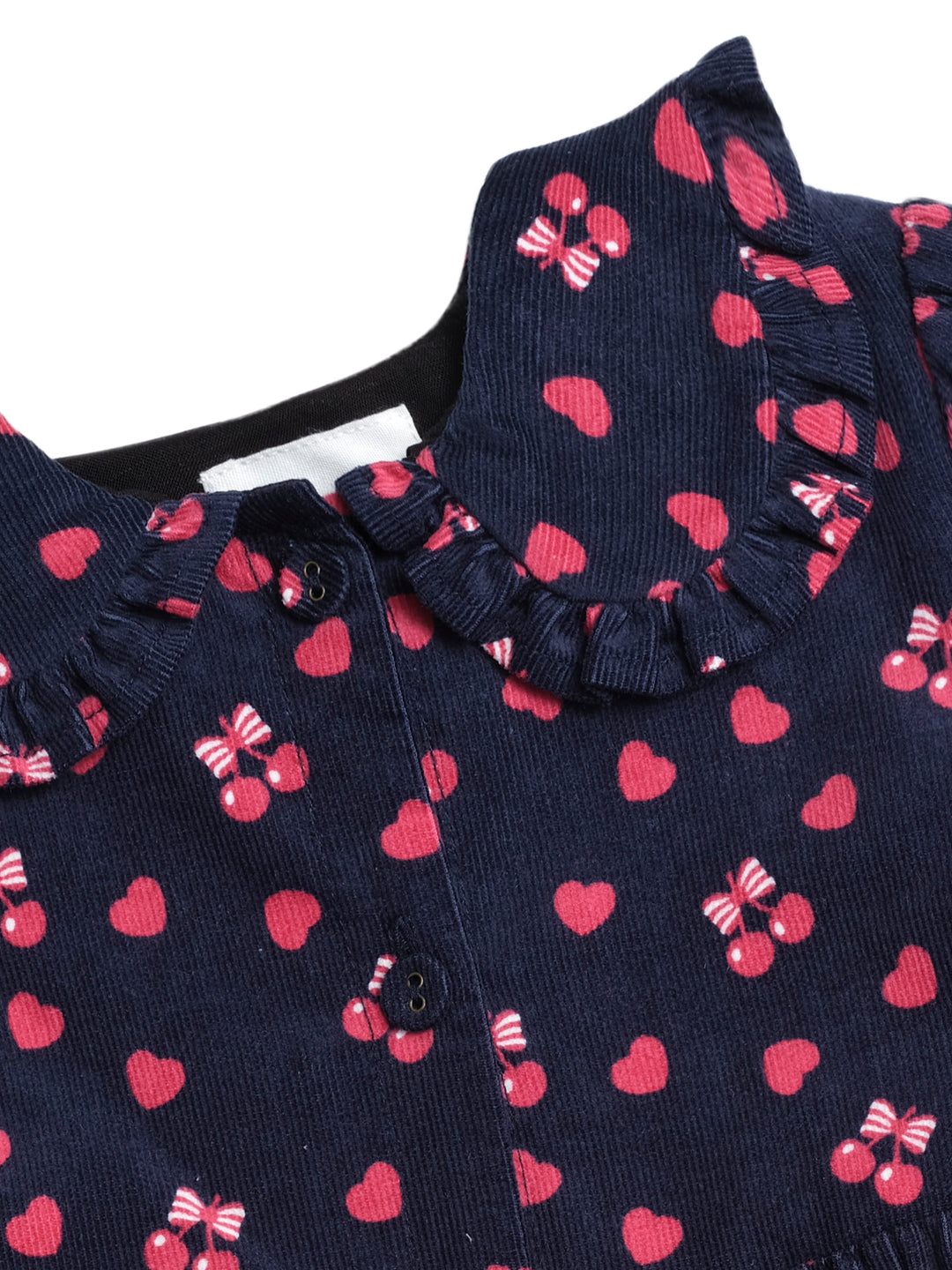 dress cherry pie corduroy tiered with collar - indigo