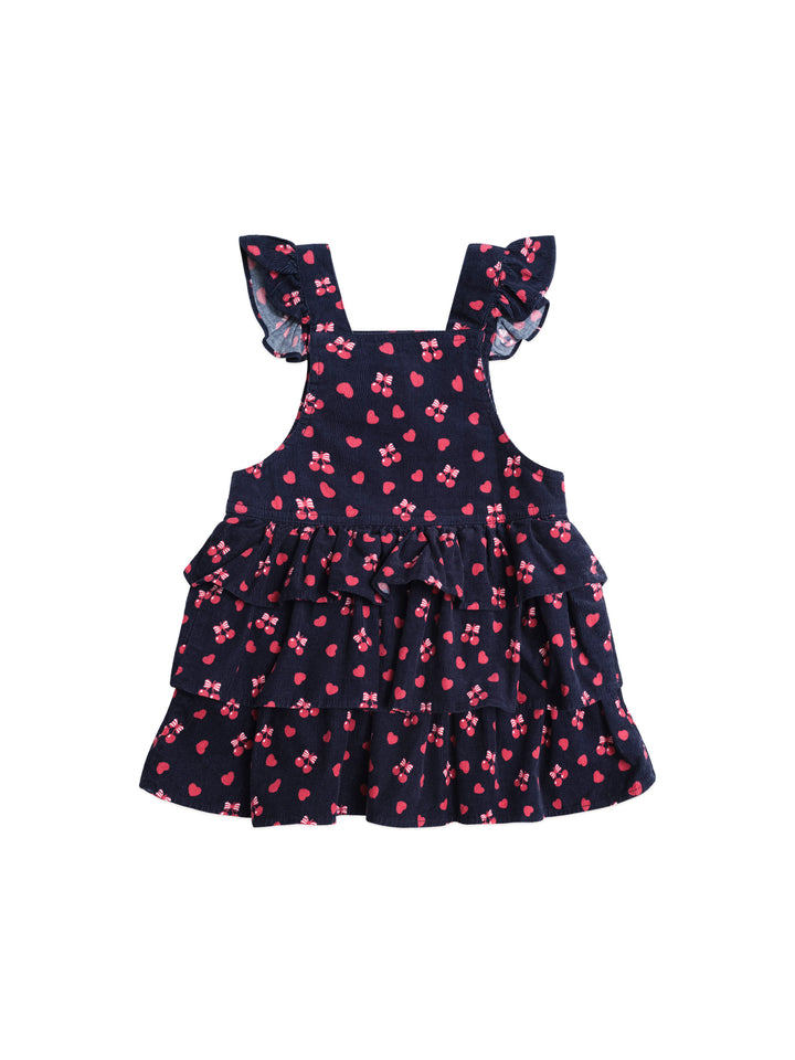 dress cherry pie corduroy pinafore jumper - indigo