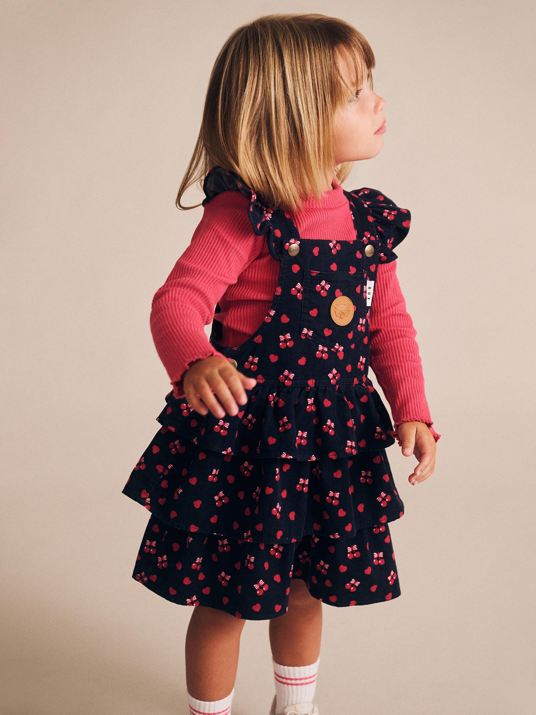 dress cherry pie corduroy pinafore jumper - indigo