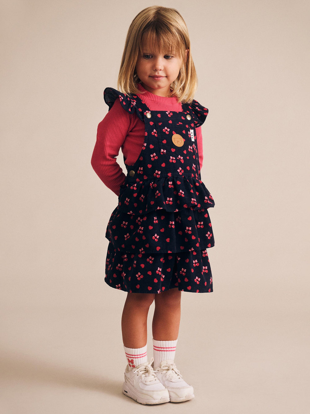 dress cherry pie corduroy pinafore jumper - indigo