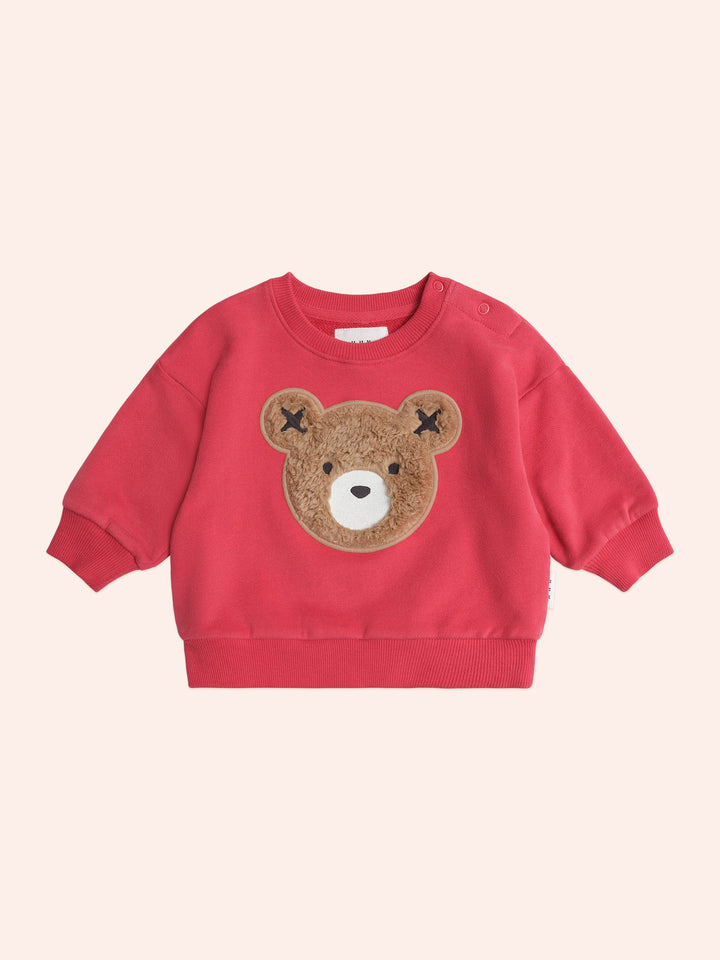 top l/s furry huxbear sweatshirt - chili