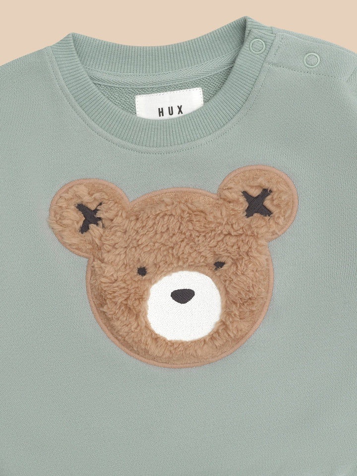 top l/s bear sweat - mineral green