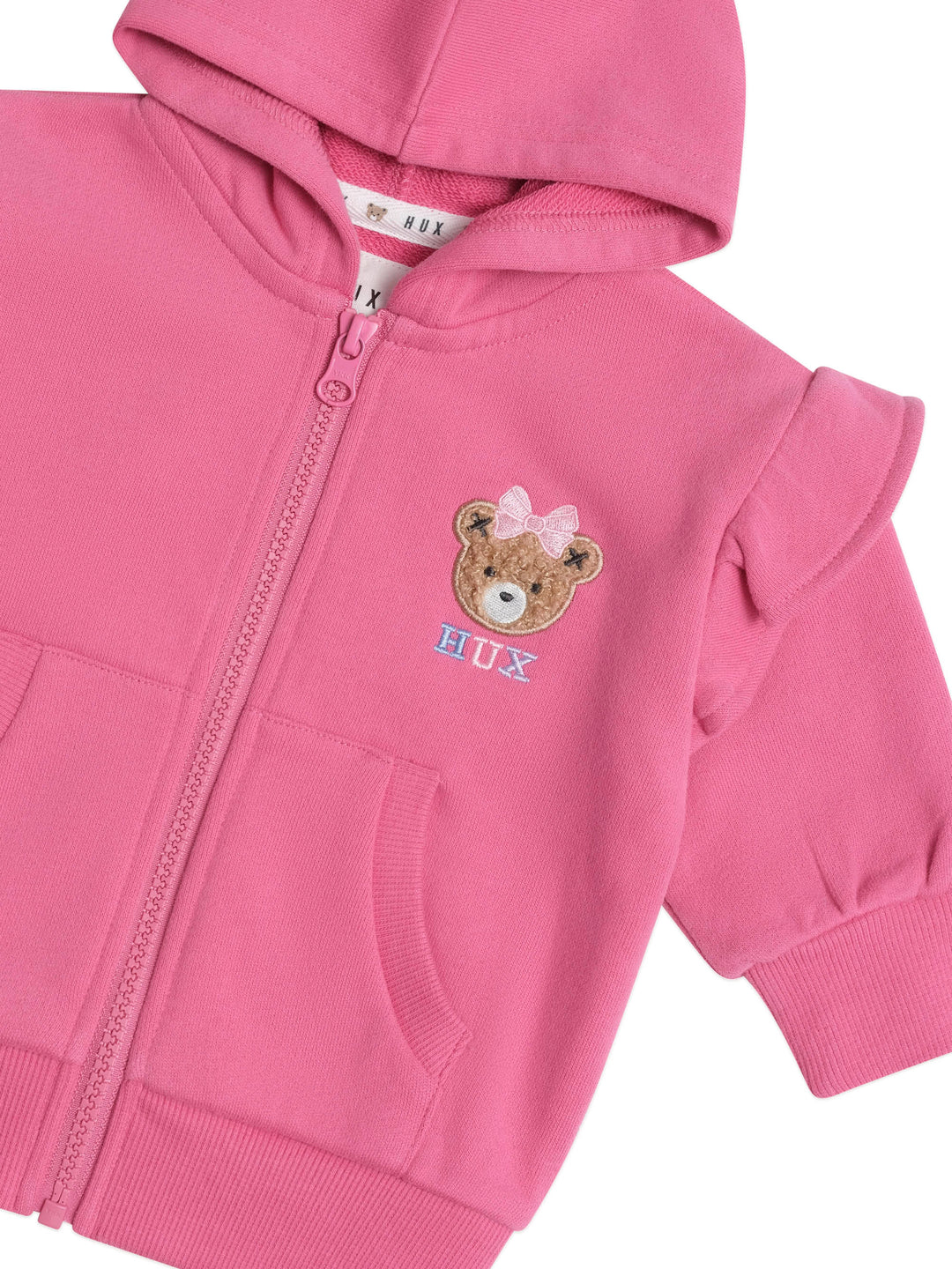 top l/s mini sherpa huxbear frill zip up hoodie - berry