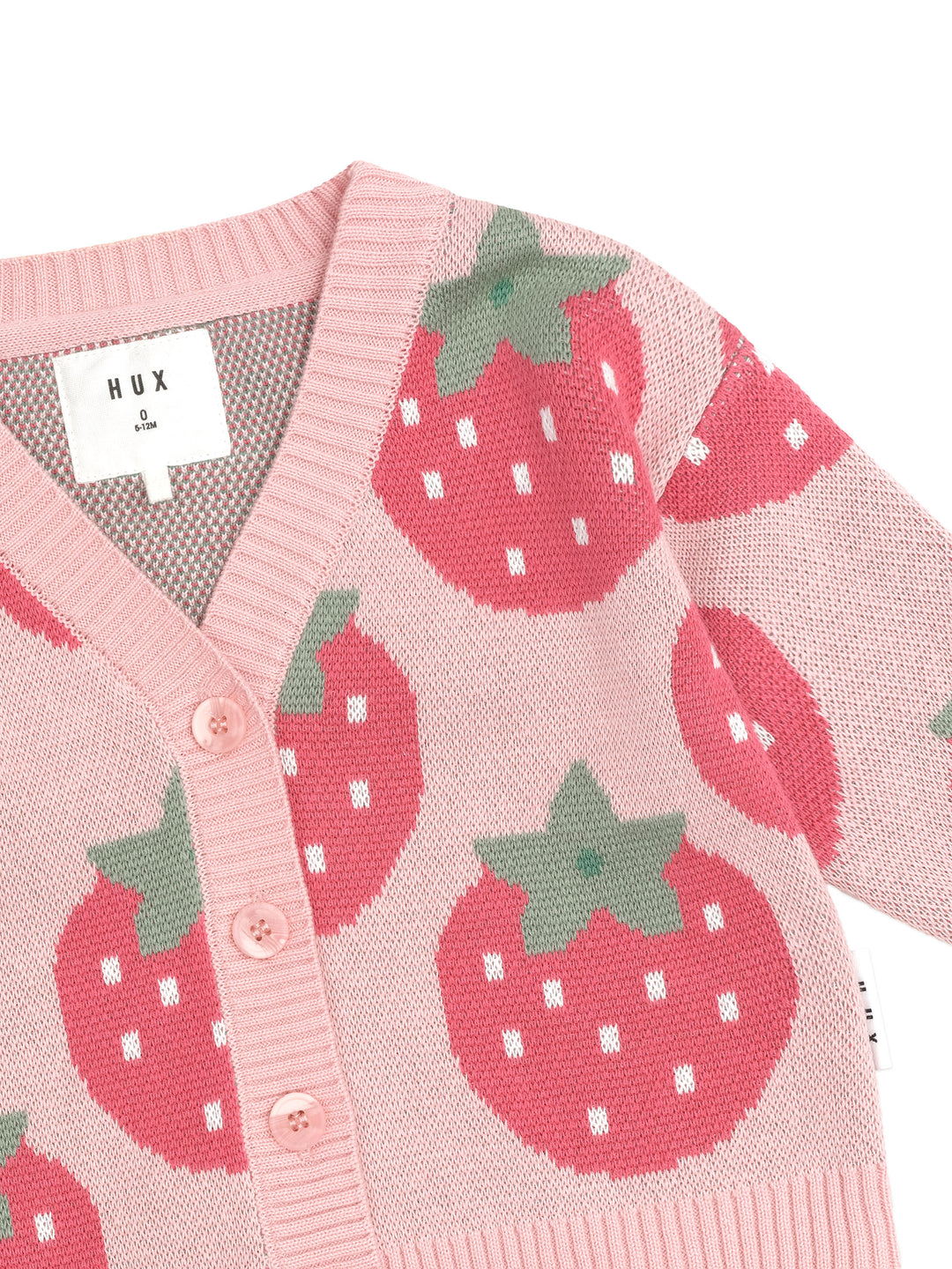 top l/s cardigan strawberry - candy