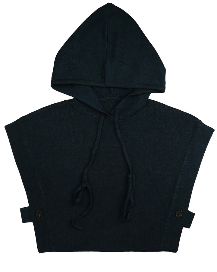 vest hooded knit with strings - teal