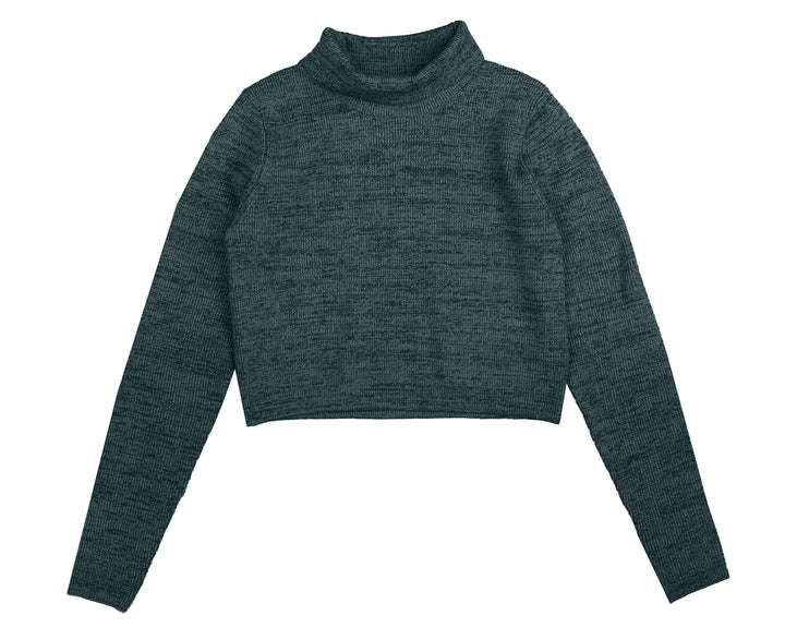 top l/s knit cropped marled - teal