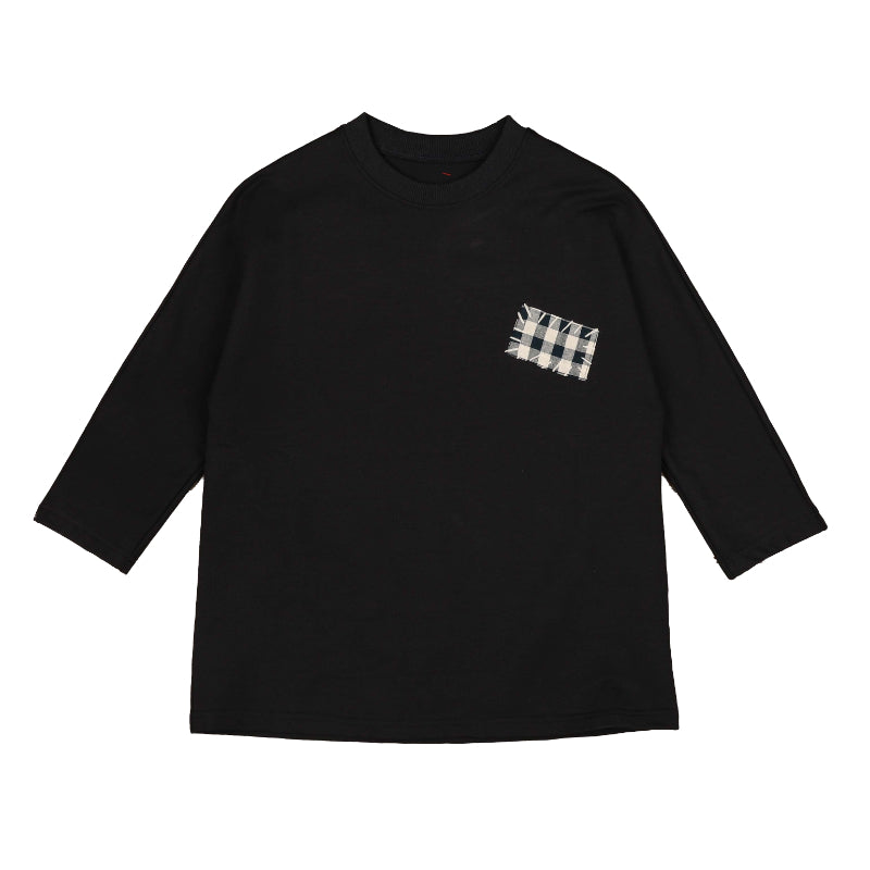 tee 3/4 checkered patch - black