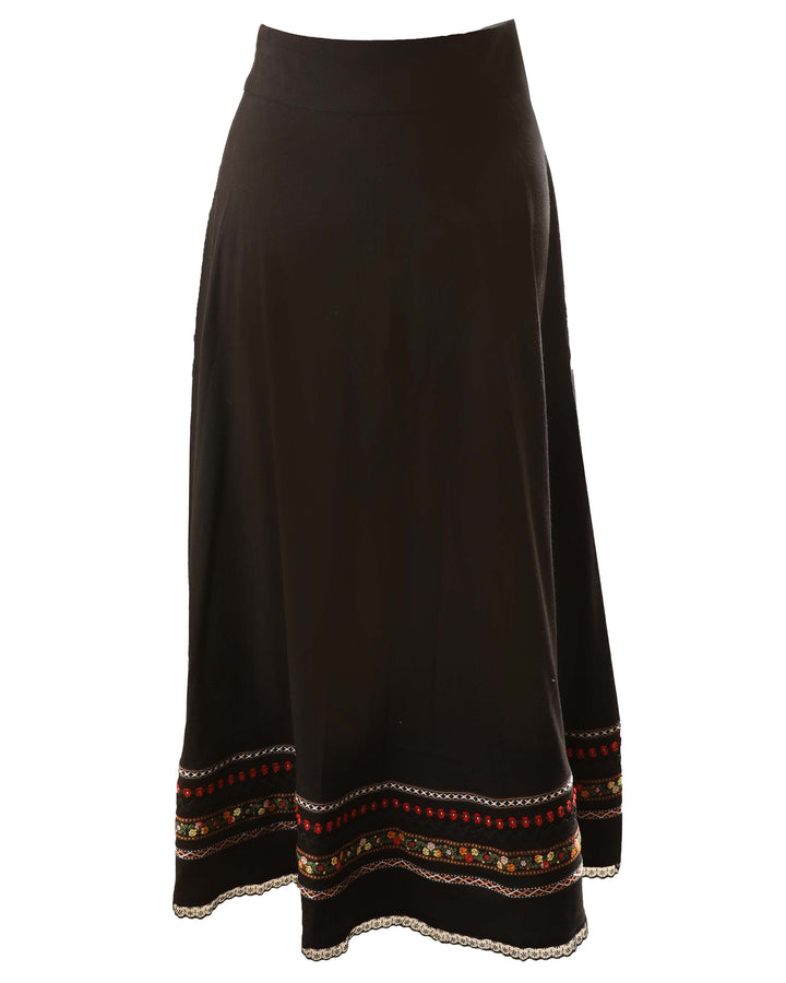 skirt indian print embroidery - black