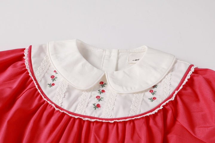 one piece vintage embroidered bib romper - hot pink