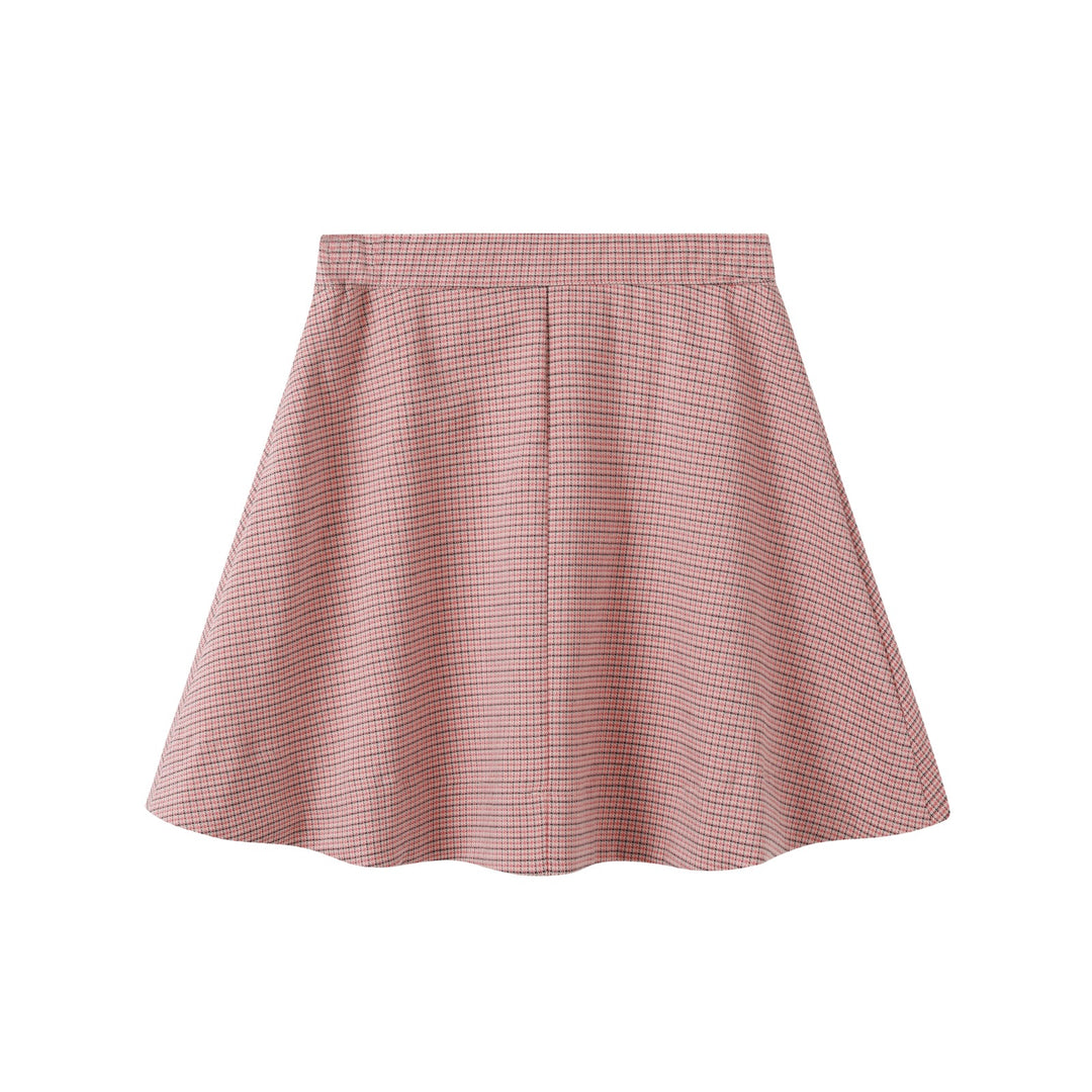 skirt houndstooth pocket - pink