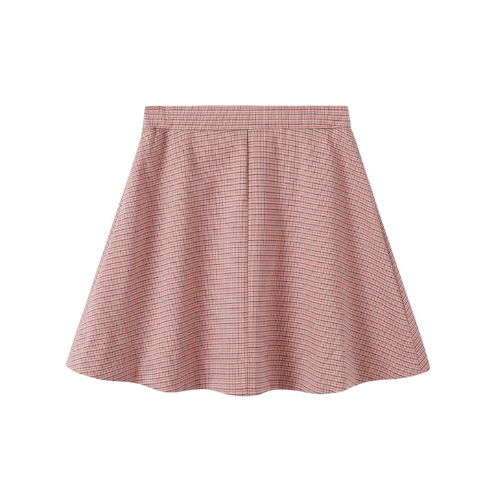skirt houndstooth pocket - pink