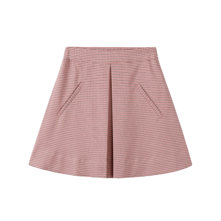 skirt houndstooth pocket - pink