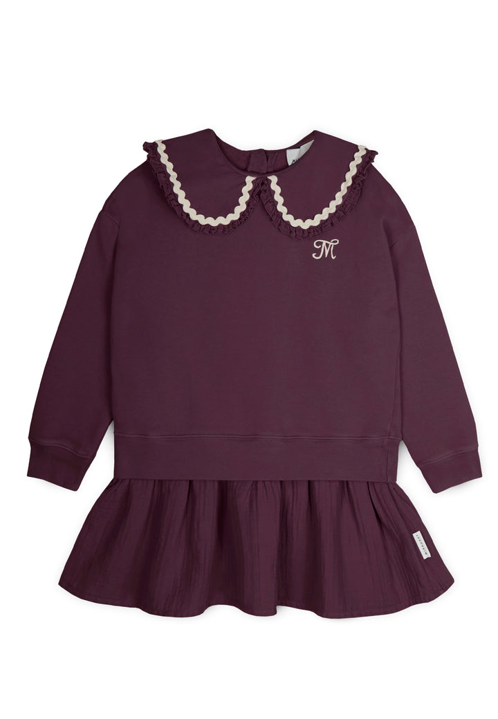 dress large ruffled collar sweatshirt - aubergine