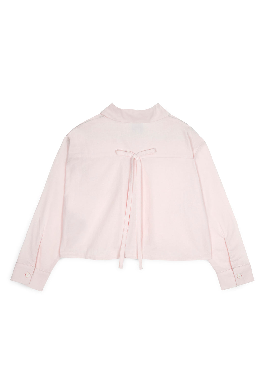 shirt l/s cropped bow in back - pink