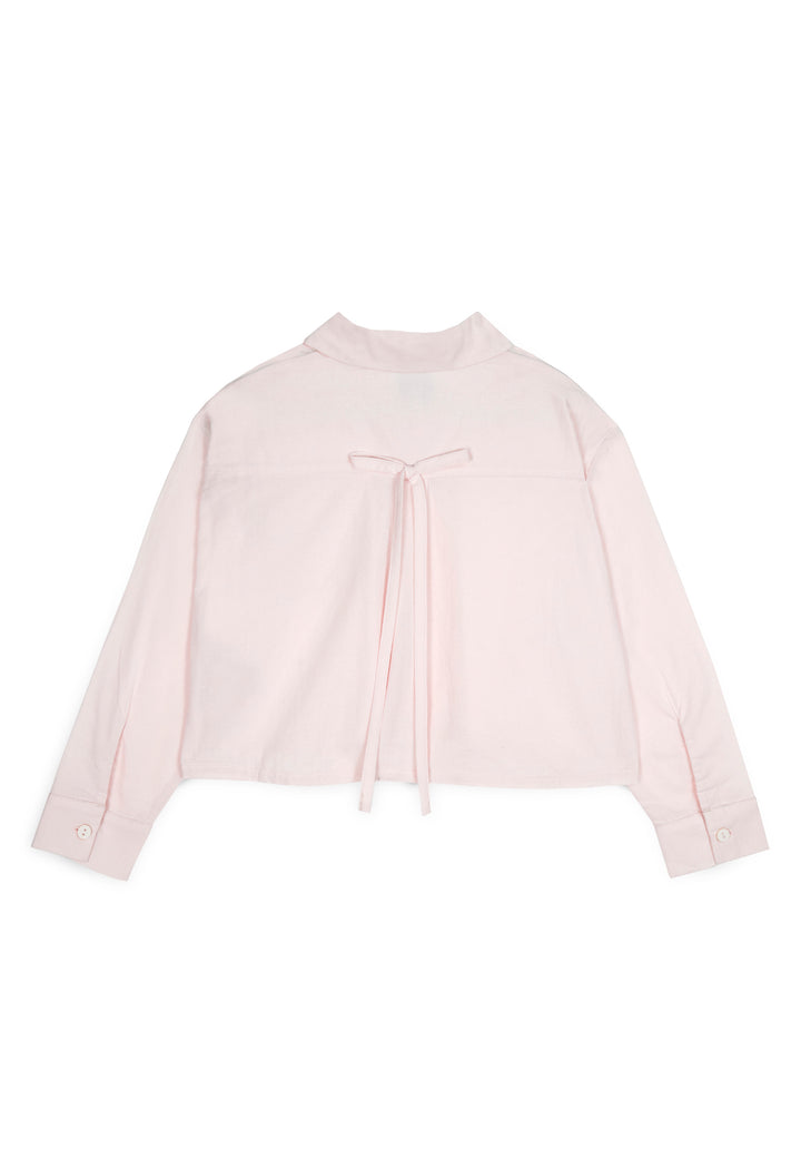 shirt l/s cropped bow in back - pink