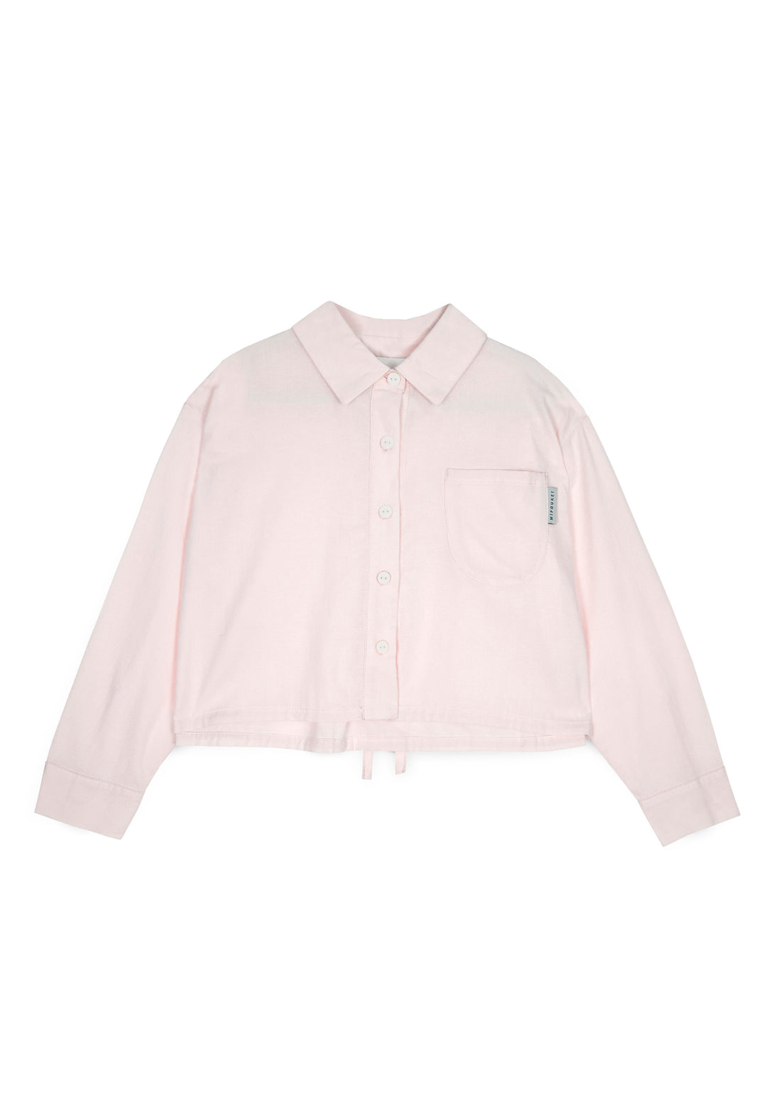 shirt l/s cropped bow in back - pink