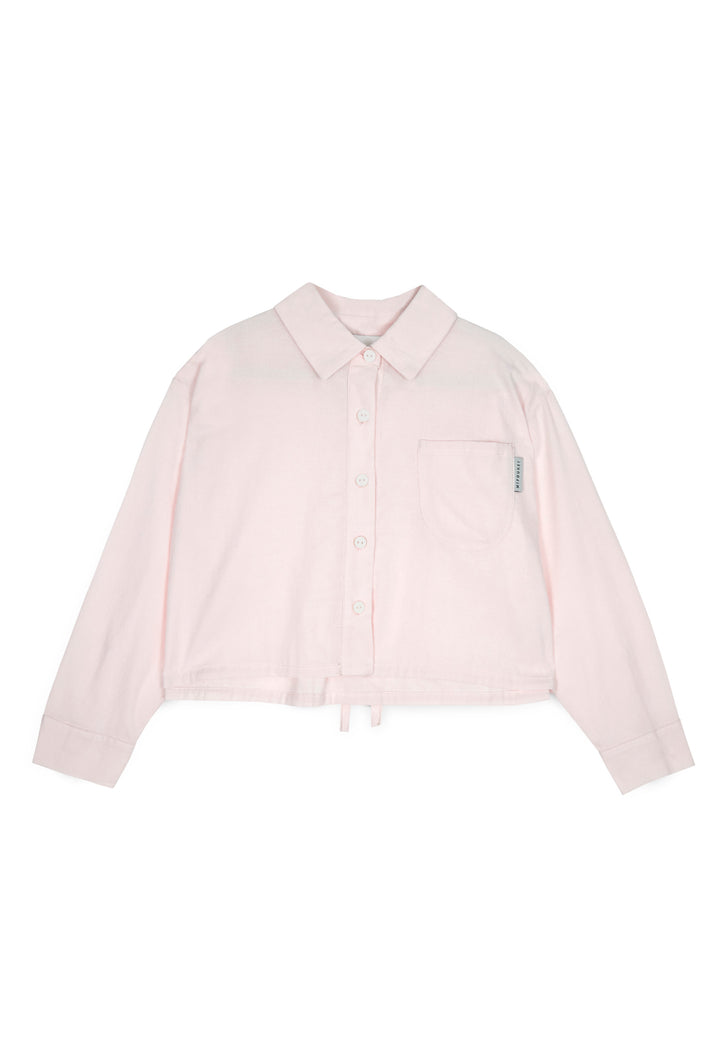 shirt l/s cropped bow in back - pink