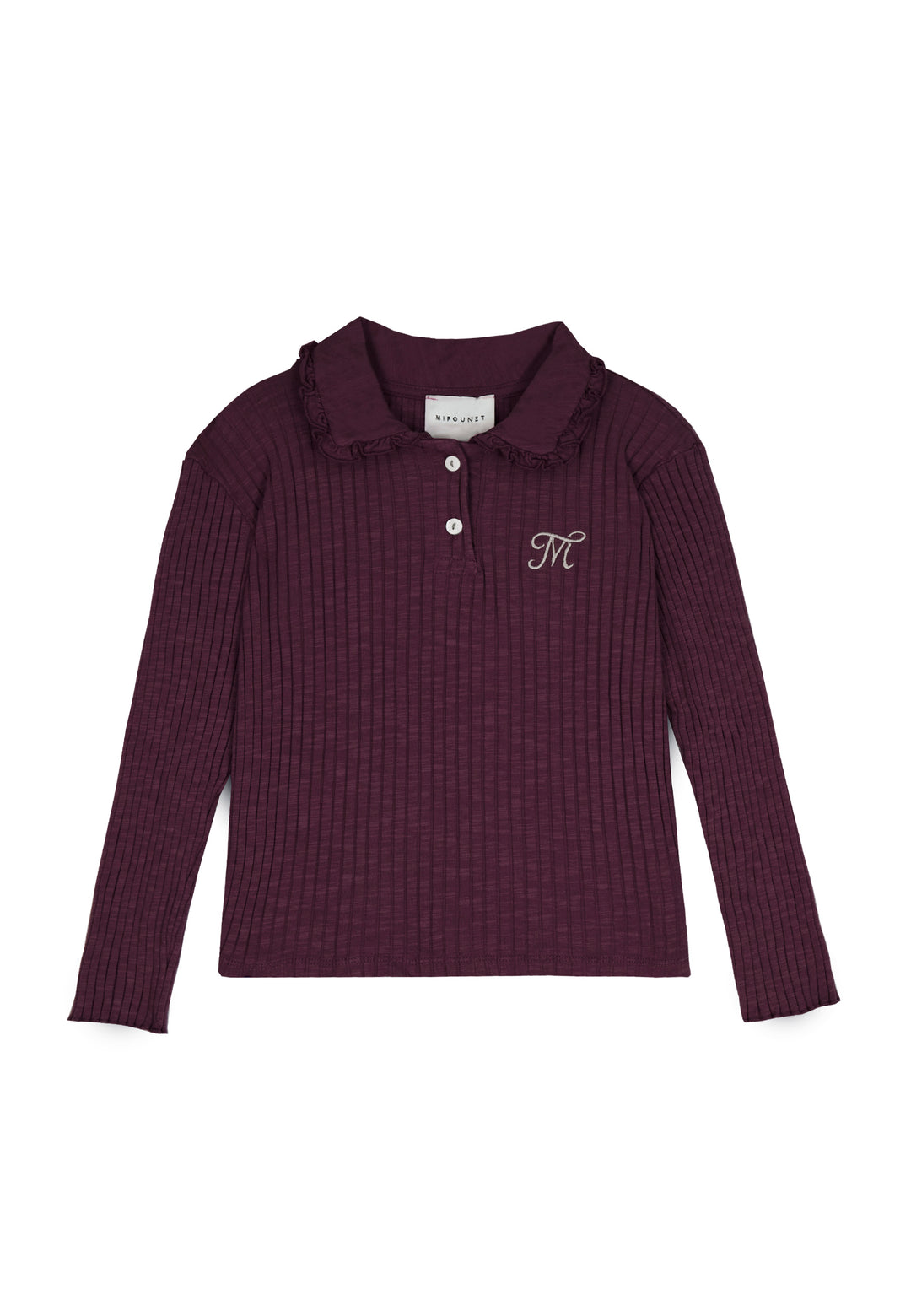top l/s ribbed collar sweater - aubergine