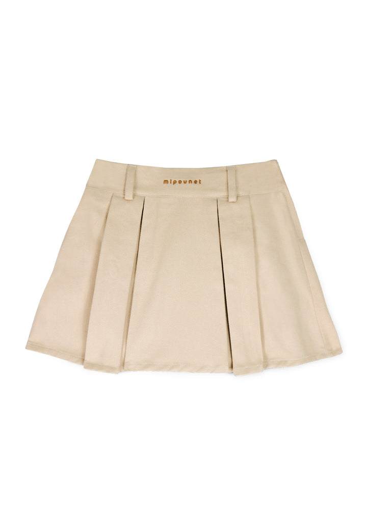 skirt twill wide pleated - beige