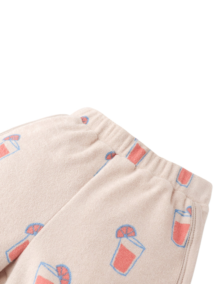 set outfit terry drink print tee and shorts - multi color