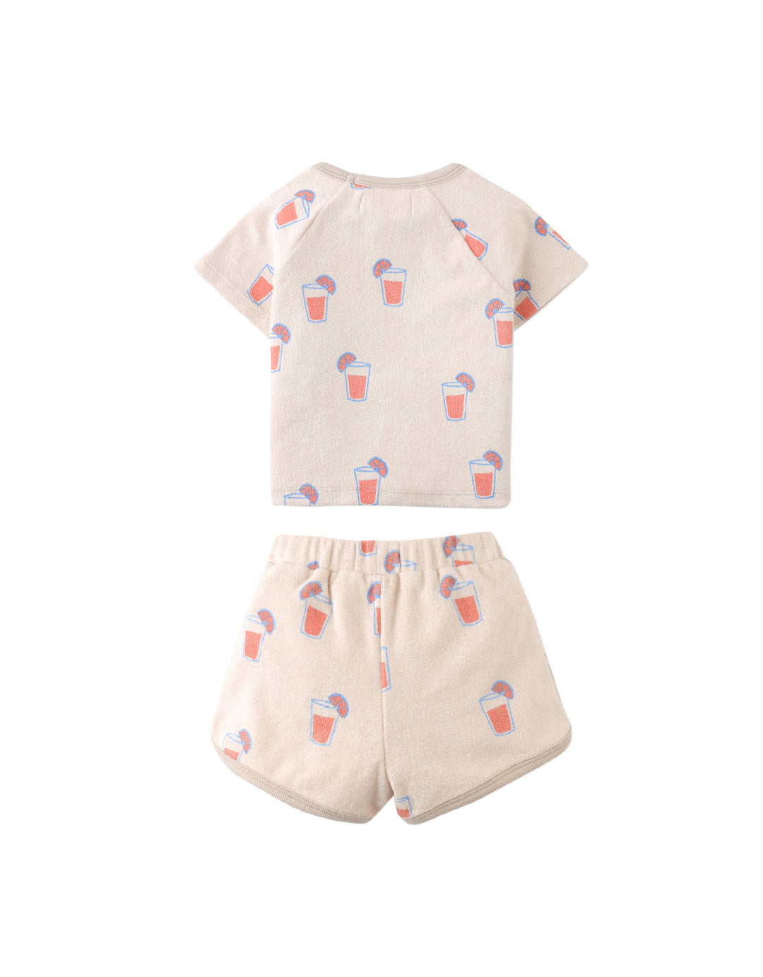 set outfit terry drink print tee and shorts - multi color