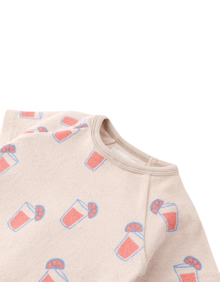 set outfit terry drink print tee and shorts - multi color