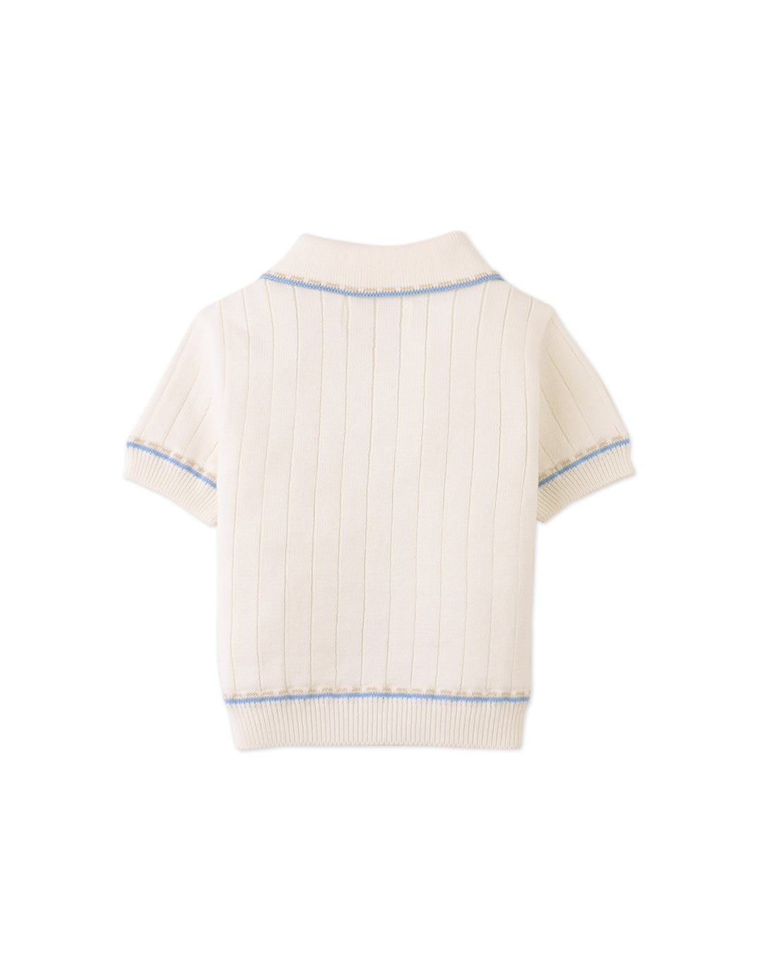 polo s/s ribbed knit with striped edges - off white