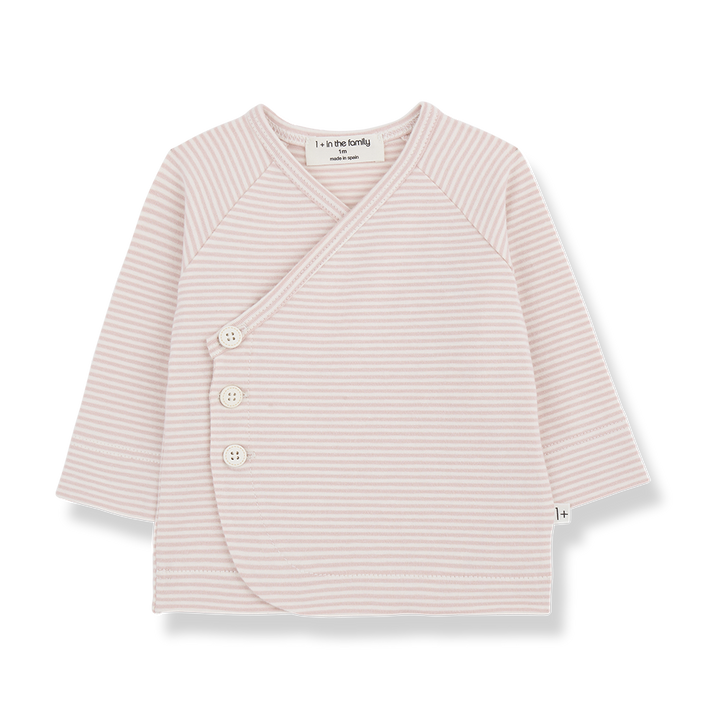 set knit striped wrap top and footie pants - nude