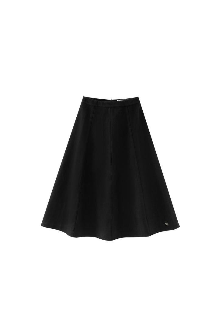 wool circle skirt - black