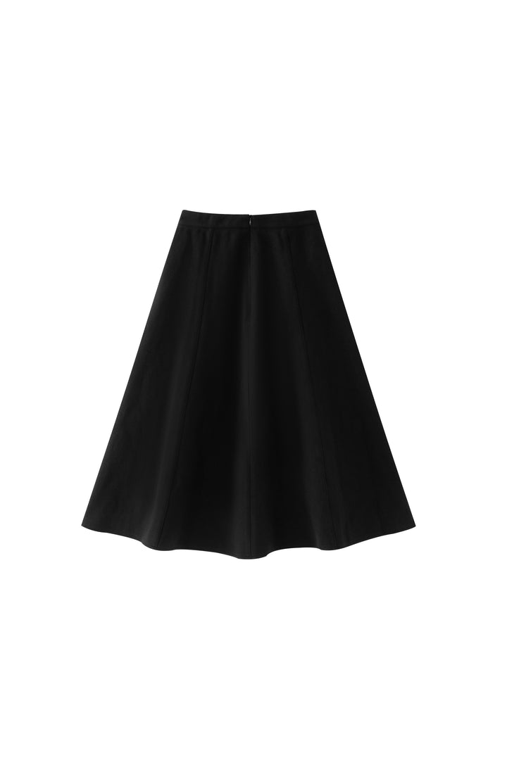 wool circle skirt - black
