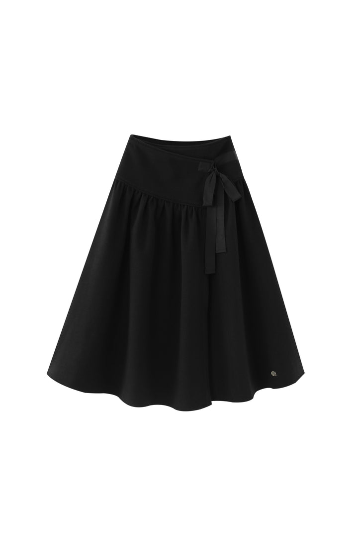 wrap skirt with bow - black