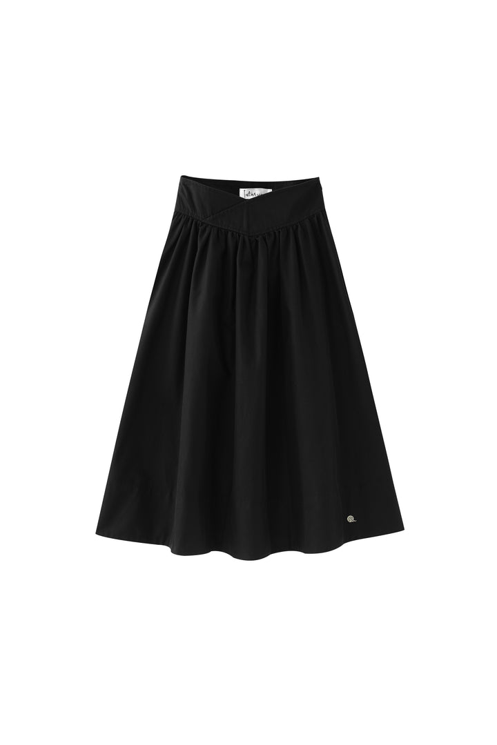 v yoke circle skirt - black