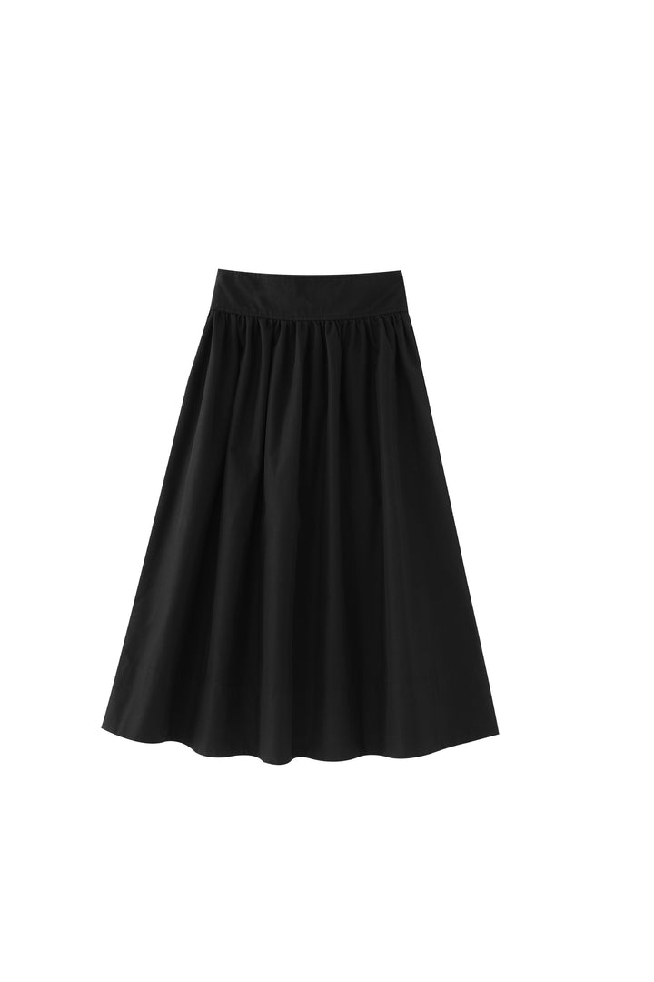 v yoke circle skirt - black