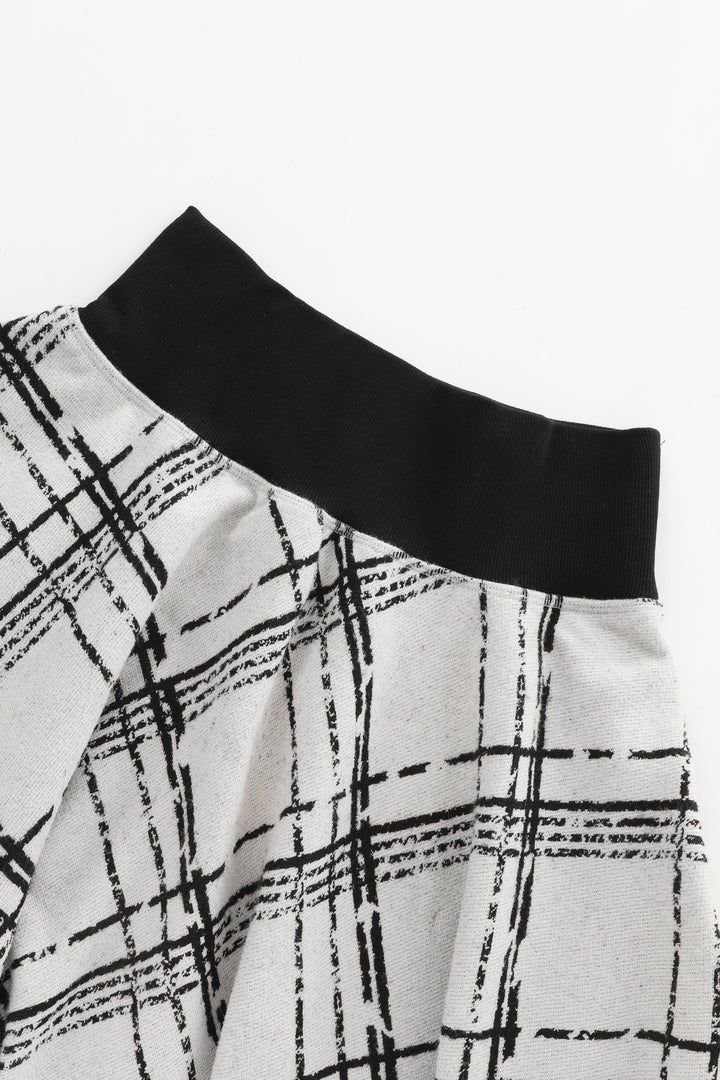 plaid yoke circle skirt - cream