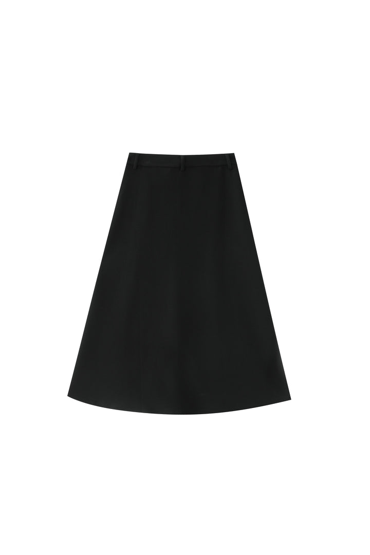 midi knit circle skirt - black