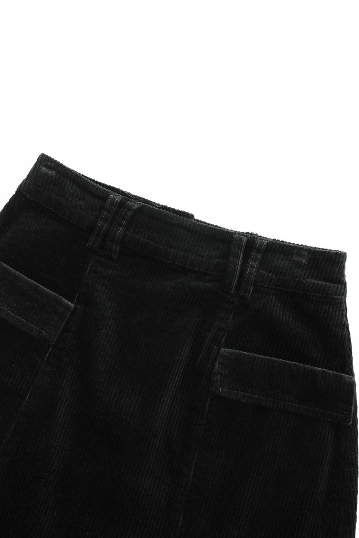 corduroy skirt with pockets - black