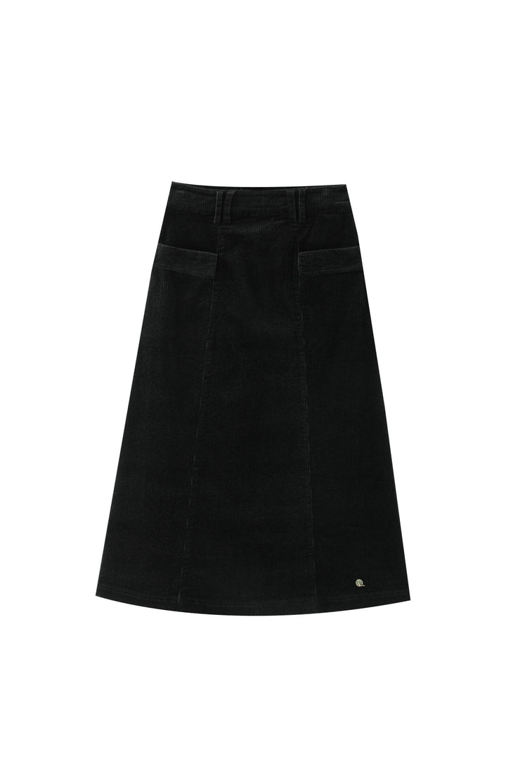 corduroy skirt with pockets - green