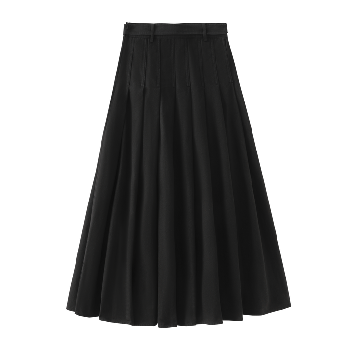 skirt pleated with belt - black