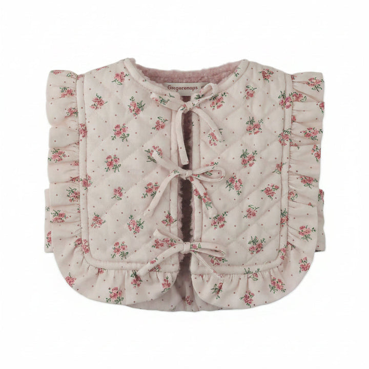 vest padded floral print bow tie - pink