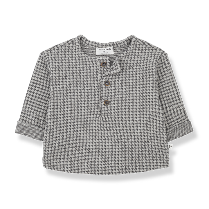 shirt l/s houndstooth - grey