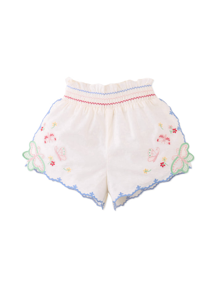 shorts embroidered scalloped edge - off white