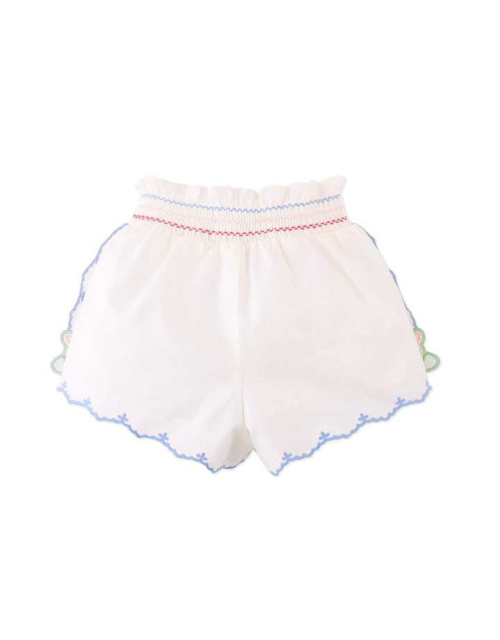 shorts embroidered scalloped edge - off white