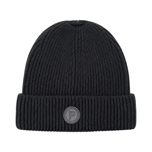hat knit ribbed beanie - black