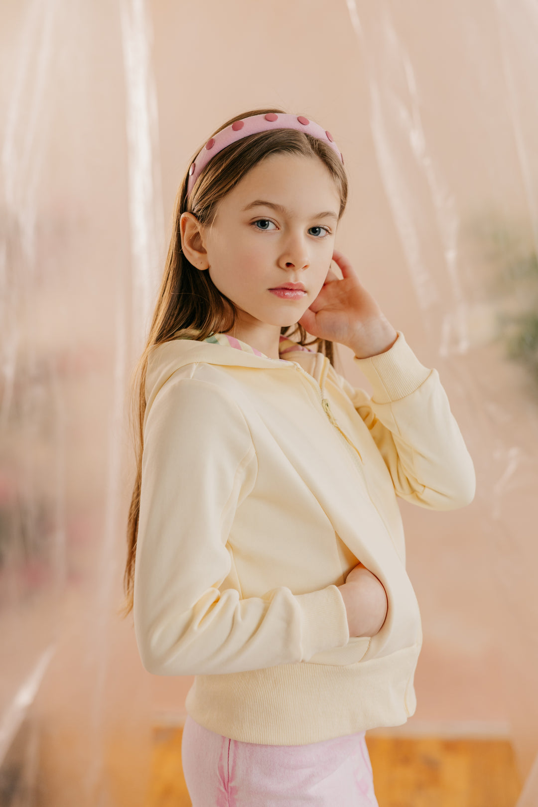 top l/s multi pastel striped zip up sweatshirt - butter-89