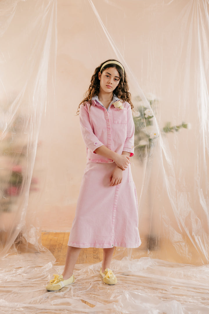 shirt l/s denim snaps - pale pink-81