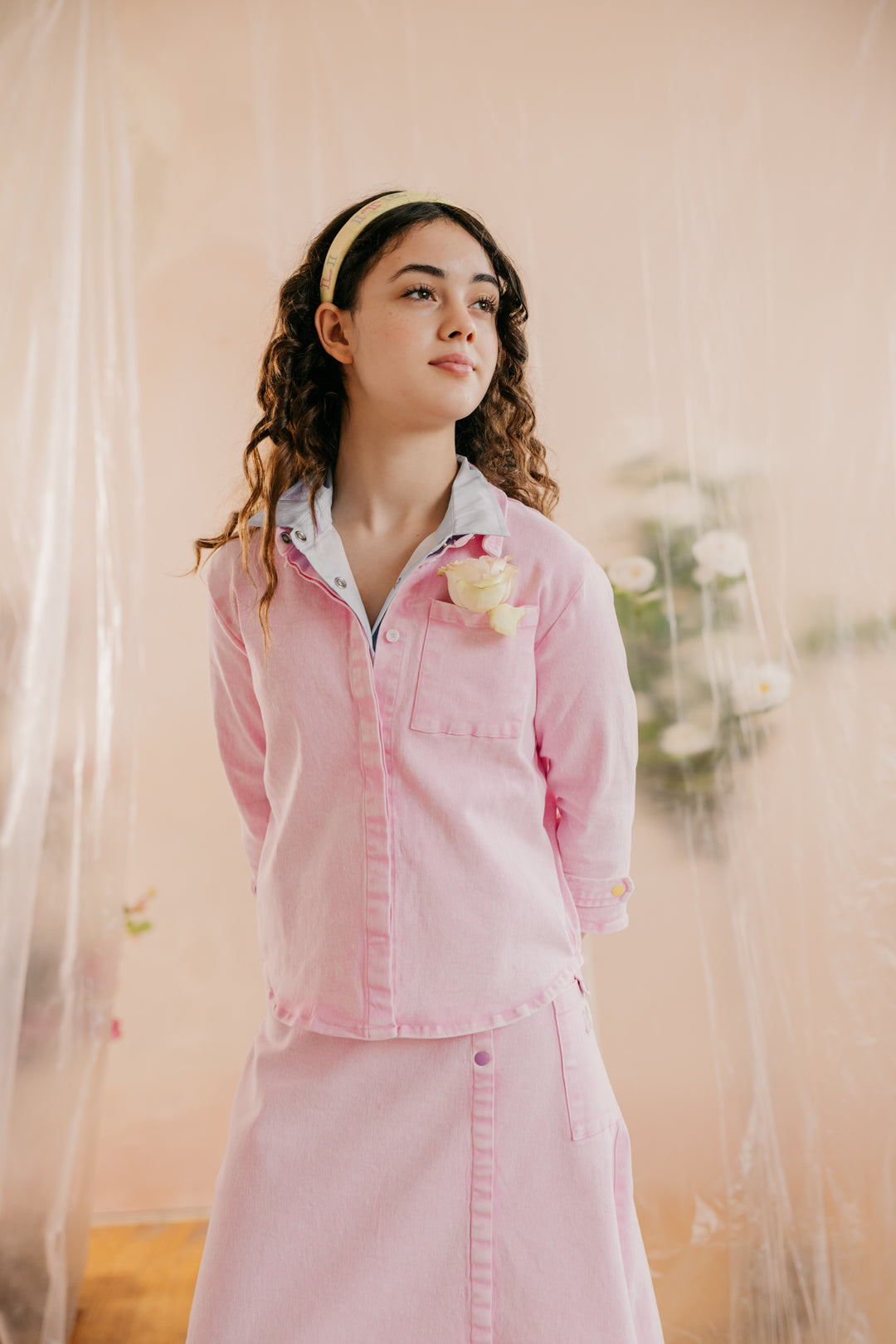 shirt l/s denim snaps - pale pink-81