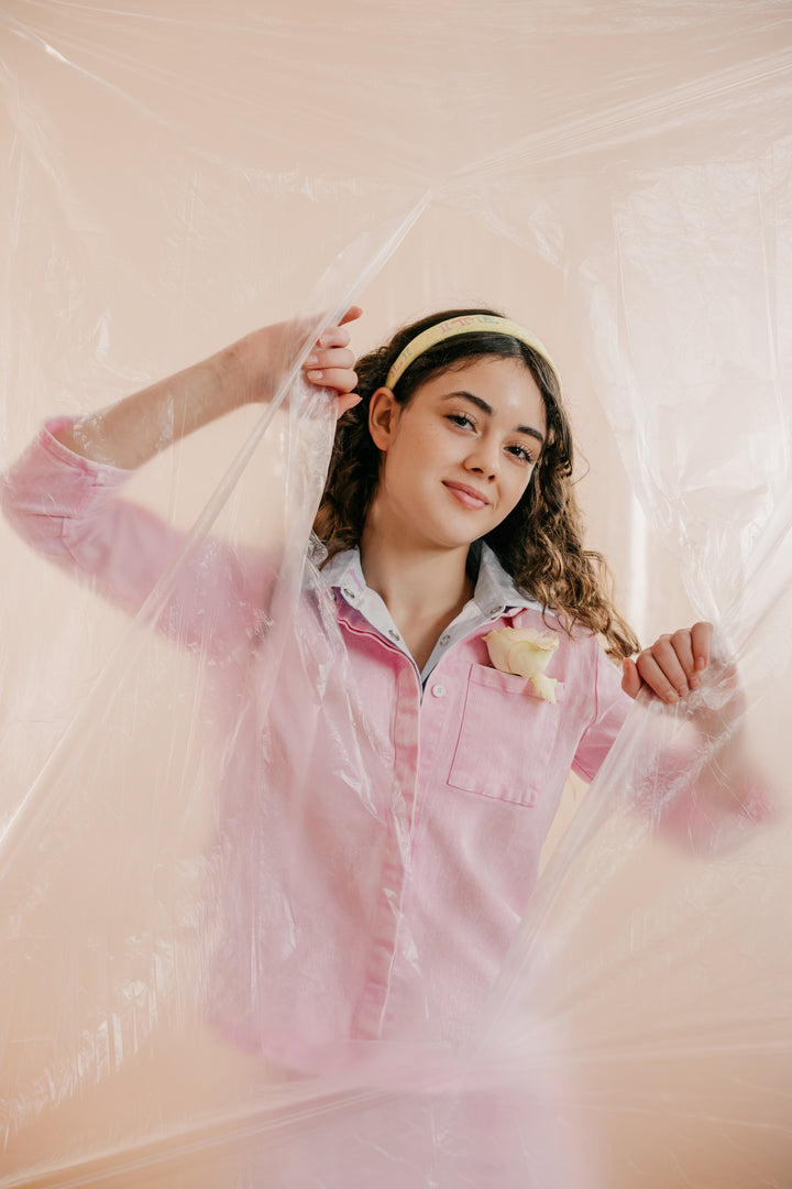 shirt l/s denim snaps - pale pink-81